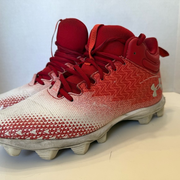 Under Armour Football Cleats Men’s Size 9.5 Red/white - Picture 1 of 13